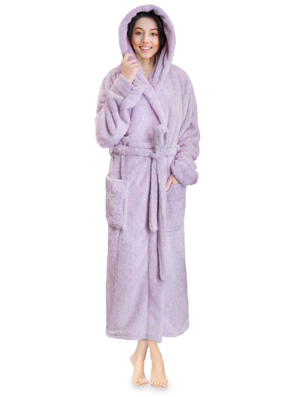 Pavilia - Wholesale Robe - Women's - Women's Sherpa Fluffy Robe with Hood4