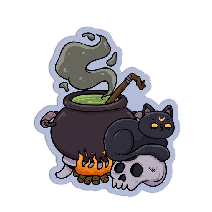 Kessel & Katze Rühren Hexenhandwerk Aufkleber für den Großhandel von Girls Printing House