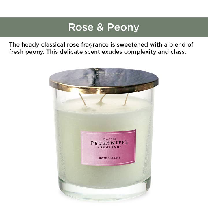 Prestige Beauty Boutique - Vente Bougie en bocal - Bougie Pecksniffs Rose & Peony 550g/19,4 oz1