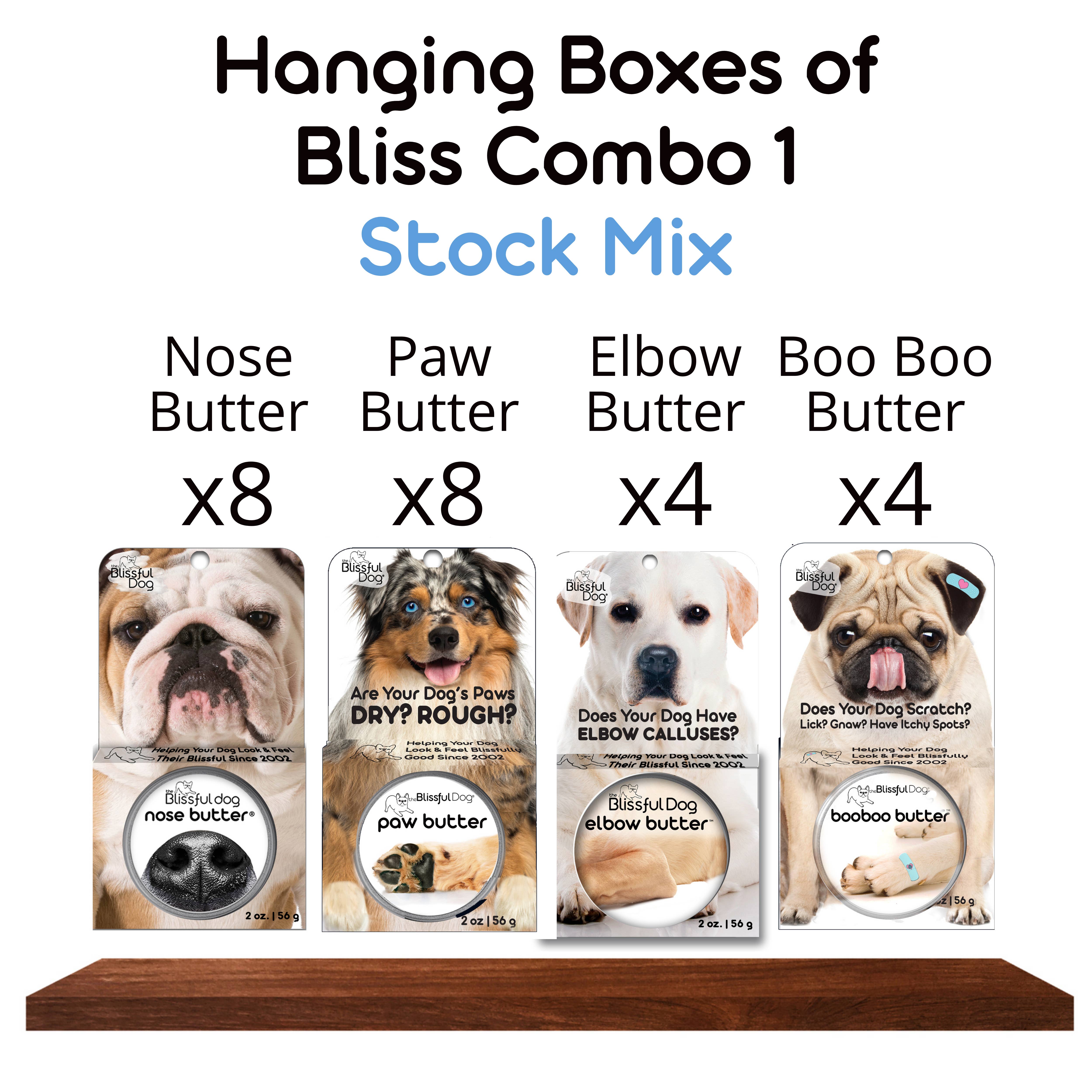 The Blissful Dog – wholesale Pet grooming aid – Dog – Hanging Boxes of Bliss Combo 1 - 24-2oz Tins in Boxes0
