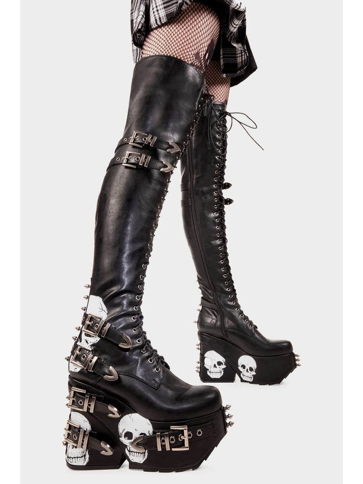 LAMODA – wholesale Boots – Women’s – Irrational Thoughts Chunky Platform Thigh High Boots