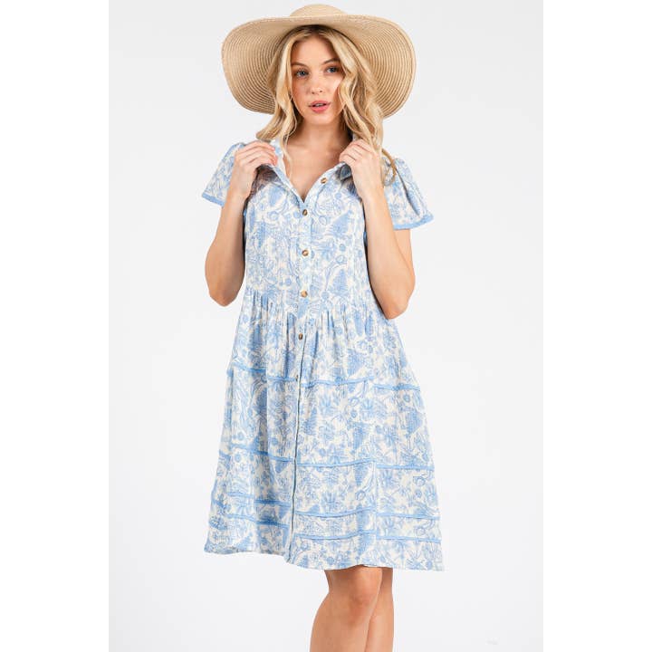 ROBE-CHEMISE FLORALE D'INSPIRATION VINTAGE (SD7685) pour la vente par Sage + Fig