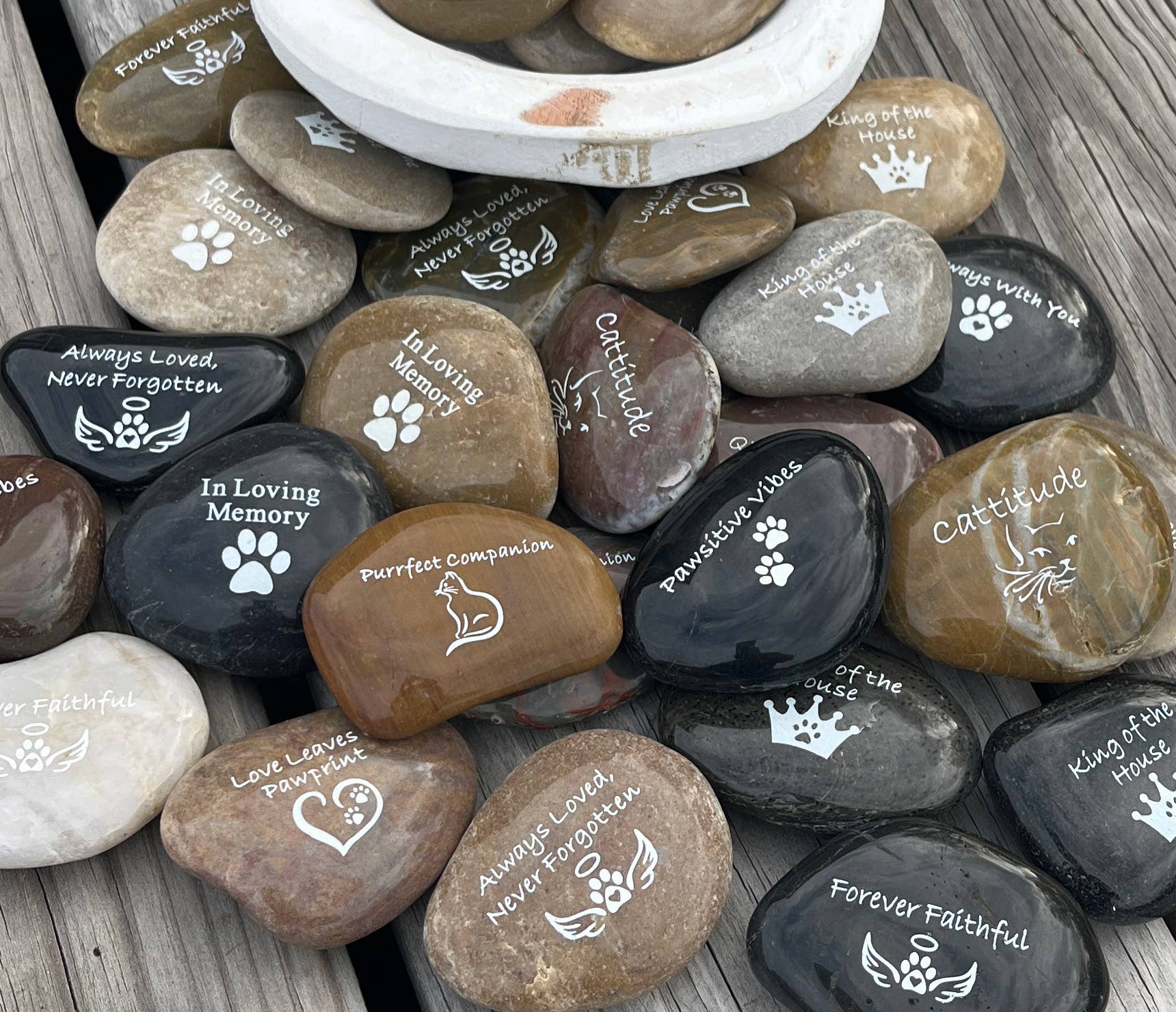 SHOPGIVECOURAGE - Wholesale Spiritual Stone/Crystal - Pet Mementos River Rock Word Stones Display - Large (125)1