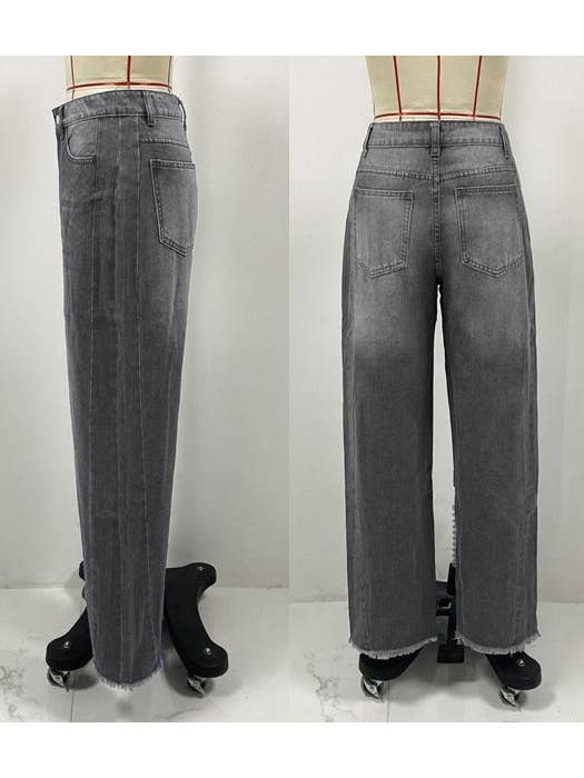 Rosa Clothing - Wholesale Jeans - Women's - High-Waist Jeans Wide-Leg Denim Pants3