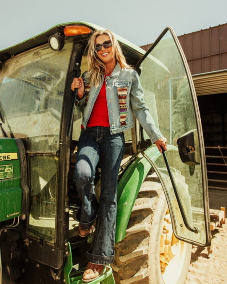 Ladies Denim Jacket with Embroidery. STYLE#N-181951 for wholesale on Faire2