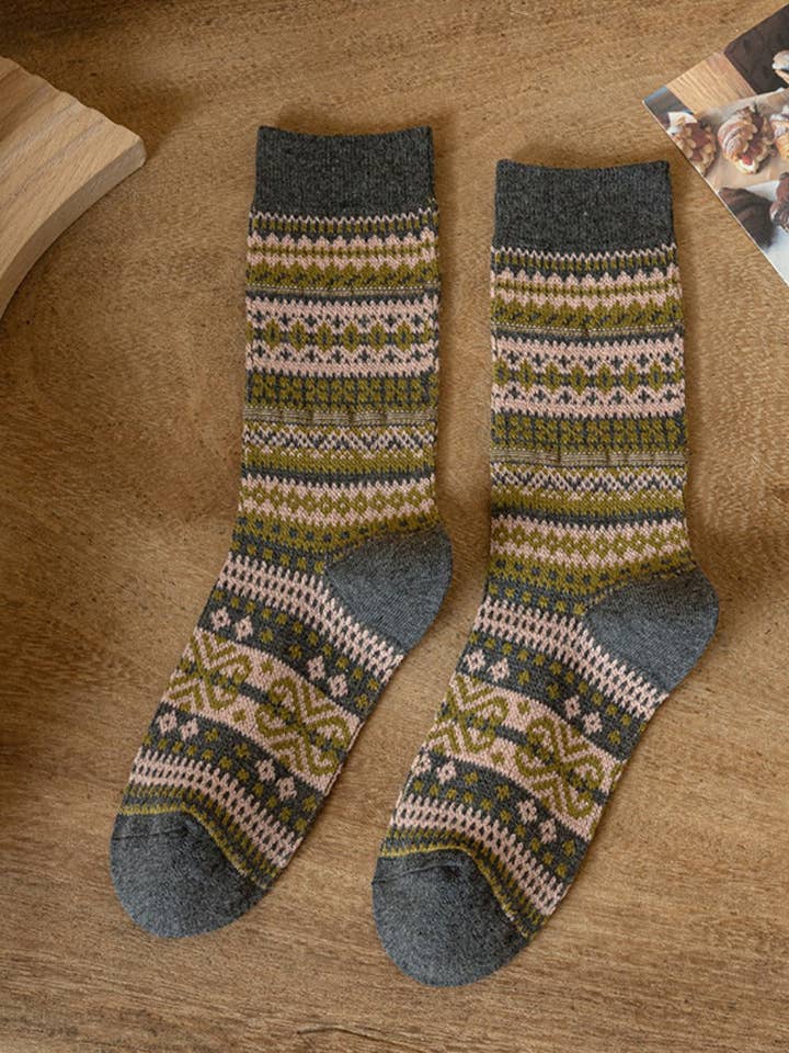 Funkyrel® Atzbranding Limited - Vente Chaussettes – femme - Chaussettes d'automne-hiver à motif géométrique15