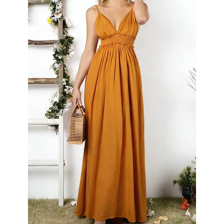 Adjustable Strap Waist-Defined Maxi Dress for wholesale by ACCITY