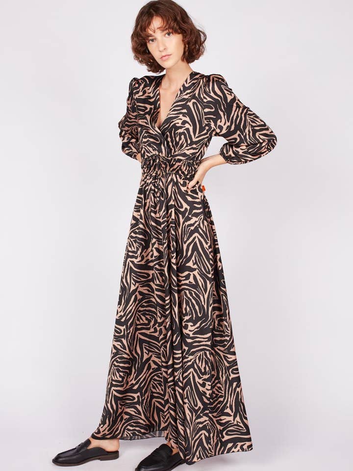 Langes Satin-Kleid mit Print für den Großhandel von Dioxide