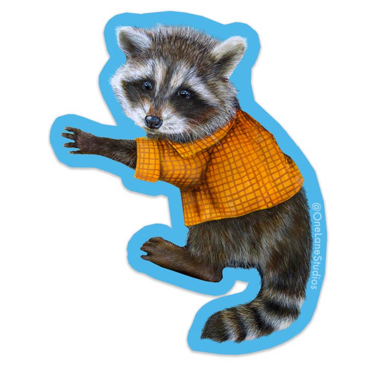 Adesivo in vinile Young T'Can (Raccoon) per la vendita all'ingrosso da parte di One Lane Studios