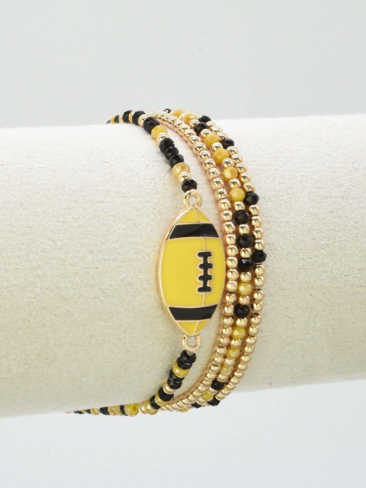 MiMi Wholesale - Wholesale Jewelry Set - CB2299 Gameday Beaded Football Charm Bracelet Set2