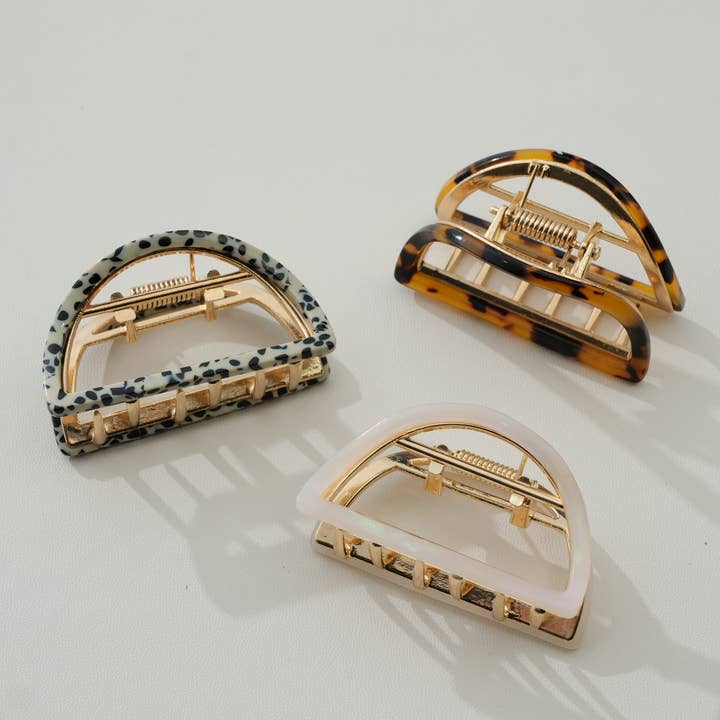 Adorro - Wholesale Hair Clip - Women's - Rosalie Core Classic Half Moon Metal Claw Clip - Small7