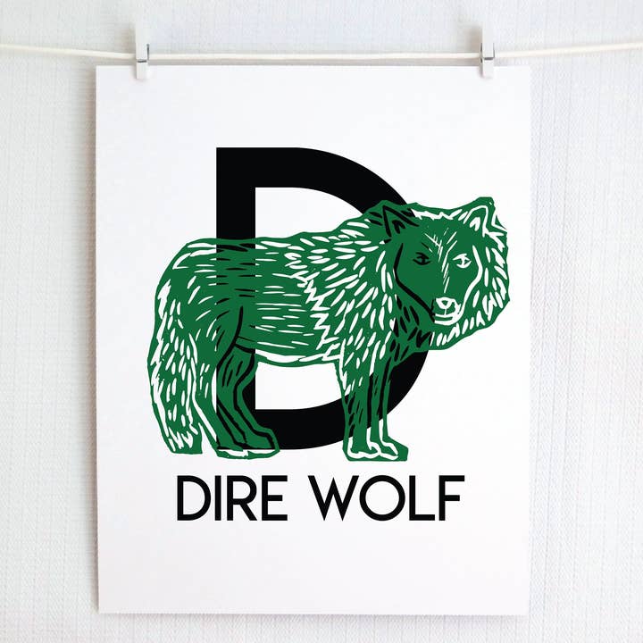 D är för Jättevarg Illustrerad Tryck för wholesale av Jamie Palmer Keating