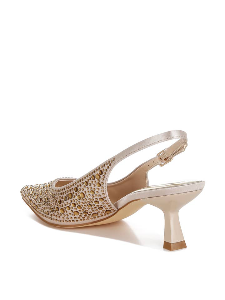 Rag Company - Wholesale Low Heels - Women's - Vernaos Pointed Toe Rhinestone Slingbacks