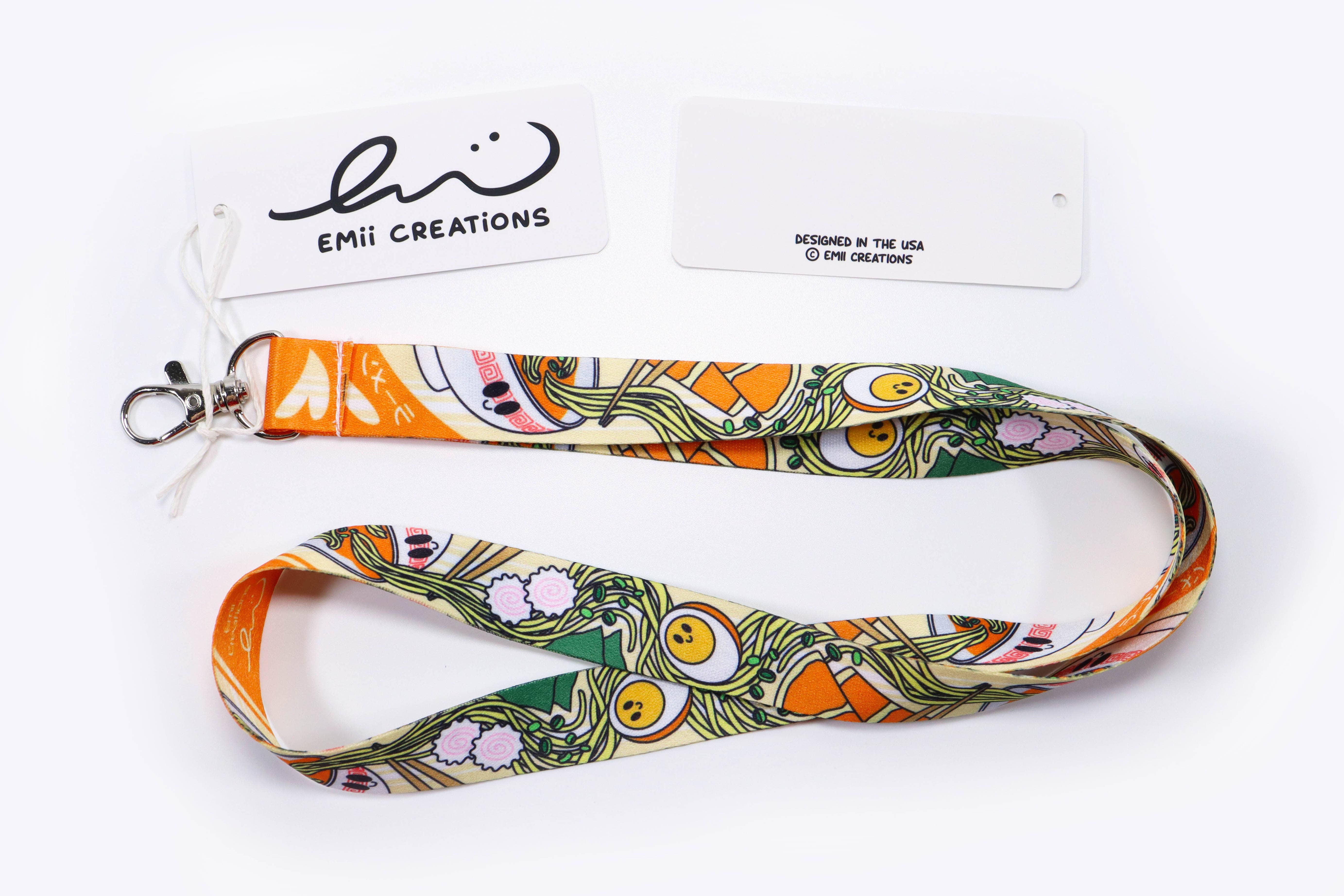 Emii Creations - Vendita all'ingrosso Cordino - Unisex - Portachiavi e Porta ID con Cordino a Motivo Ramen0