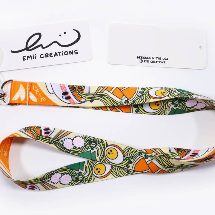 Emii Creations – Fita porta-chaves – Unissexo por atacado – Porta-chaves e porta-identificação com padrão de ramen