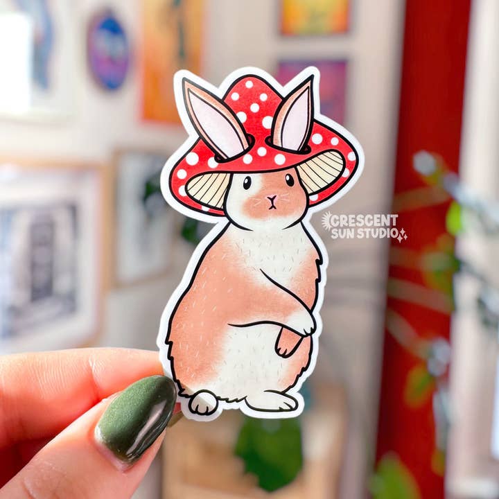 Adesivo Coniglio Cottagecore, Adesivo Coniglietto Carino per la vendita all'ingrosso da parte di Crescent Sun Studio