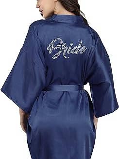 LA Merchandise - Wholesale Robe - Women's - La Merchandise LAB1800 Women's Satin Short Bridal Party Robe16