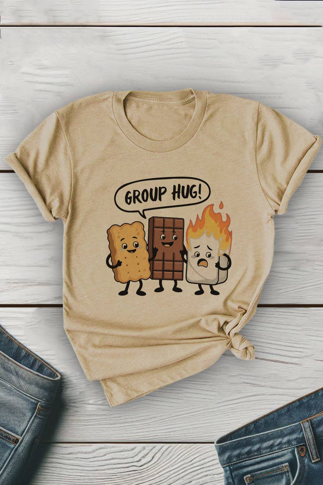 Top Avenue - Wholesale T-Shirt (Graphic) - Unisex - Smores Group Hug Unisex Round Neck Tee5