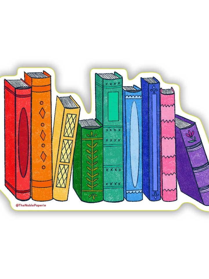 LGBTQIA+ Bookshelf | Book Lover Bookish Bookshop Sticker for wholesale by The Noble Paperie