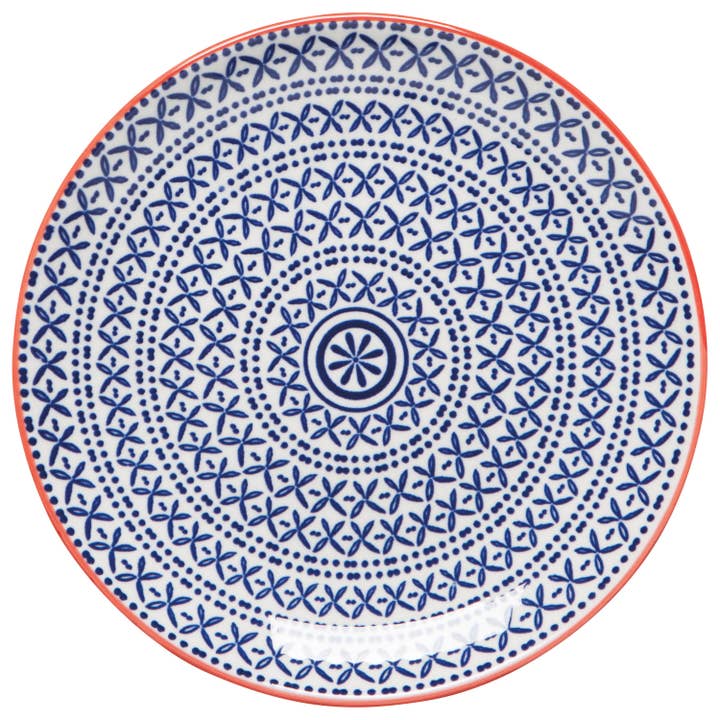 Now Designs by Danica - Wholesale Appetizer Serveware - Blue Cross Stamped Appetizer Plate 6 inch