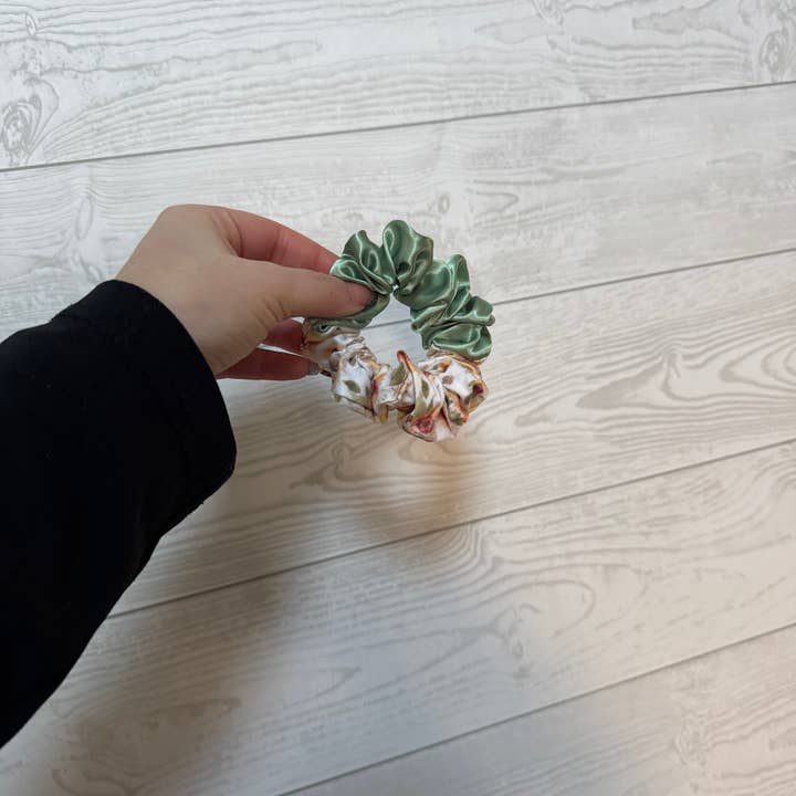 Sunflower green scrunchie for wholesale by Mason Jar Designs