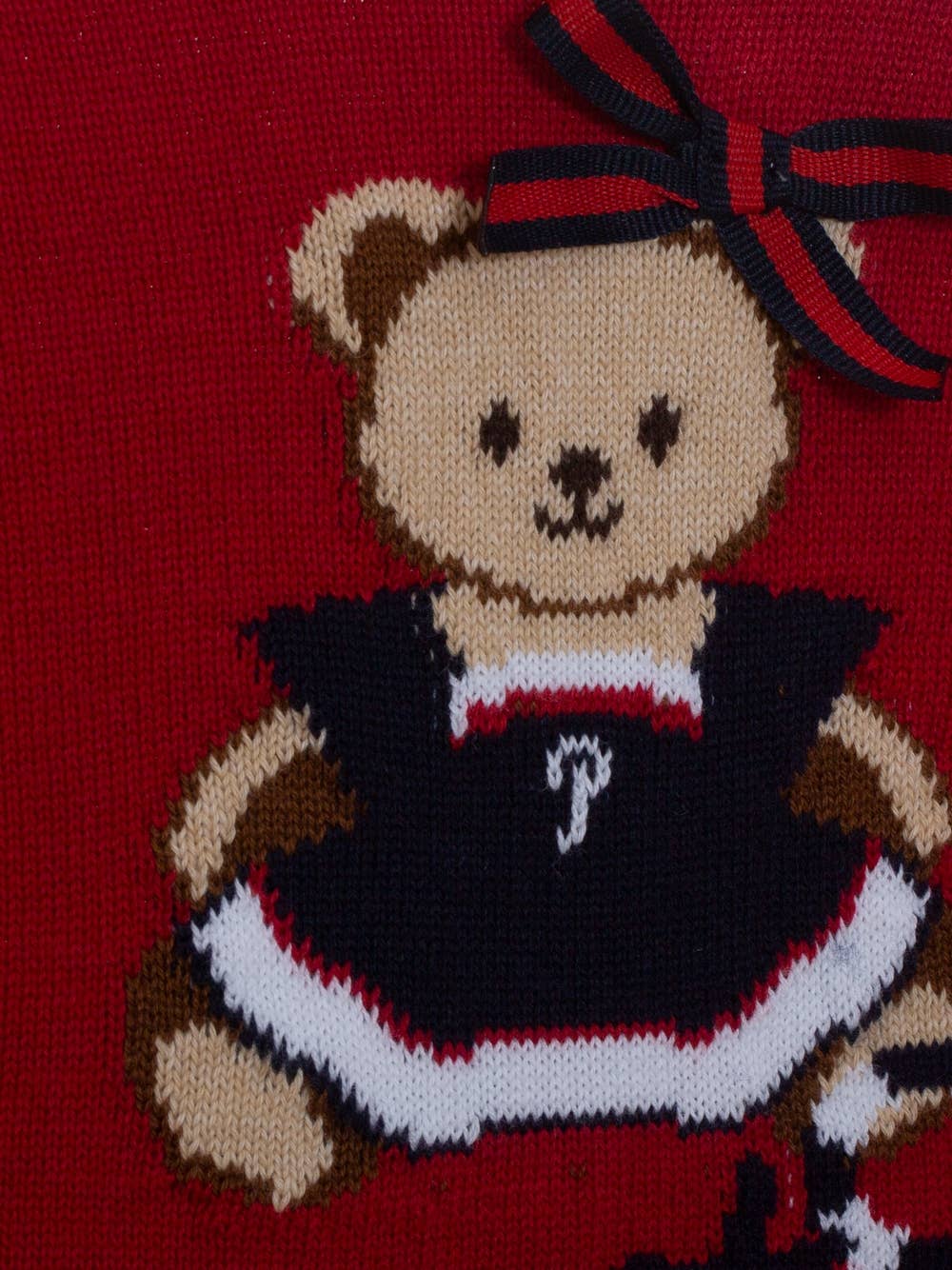 Patachou - Wholesale Knitted jumper – Baby - Red knitted sweater with an embroidered bear2