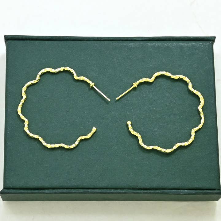 Gill Boho Chic Hoop Earrings Gold Plated for wholesale by Schmuckoo Berlin