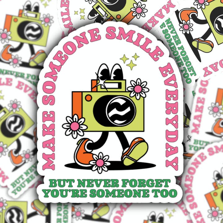 Make Someone Smile Everyday waterdichte sticker voor wholesale door Studio Fifty One