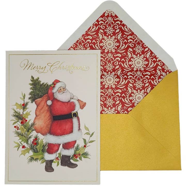 Kerstkaart met Kerstman en Bladmotief voor wholesale door NIQUEA.D