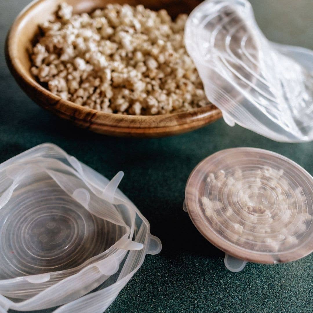 Us and The Earth – Großhandel Verpackung/Beutel zur Aufbewahrung von Lebensmitteln – Wiederverwendbare Silikondeckel in Lebensmittelqualität: Set mit 7 dehnbaren Abdeckungen1