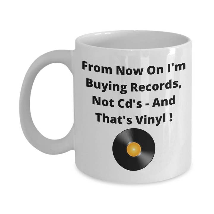 White Vinyl Records Fan Or Record Collectors Mug for wholesale on Faire3