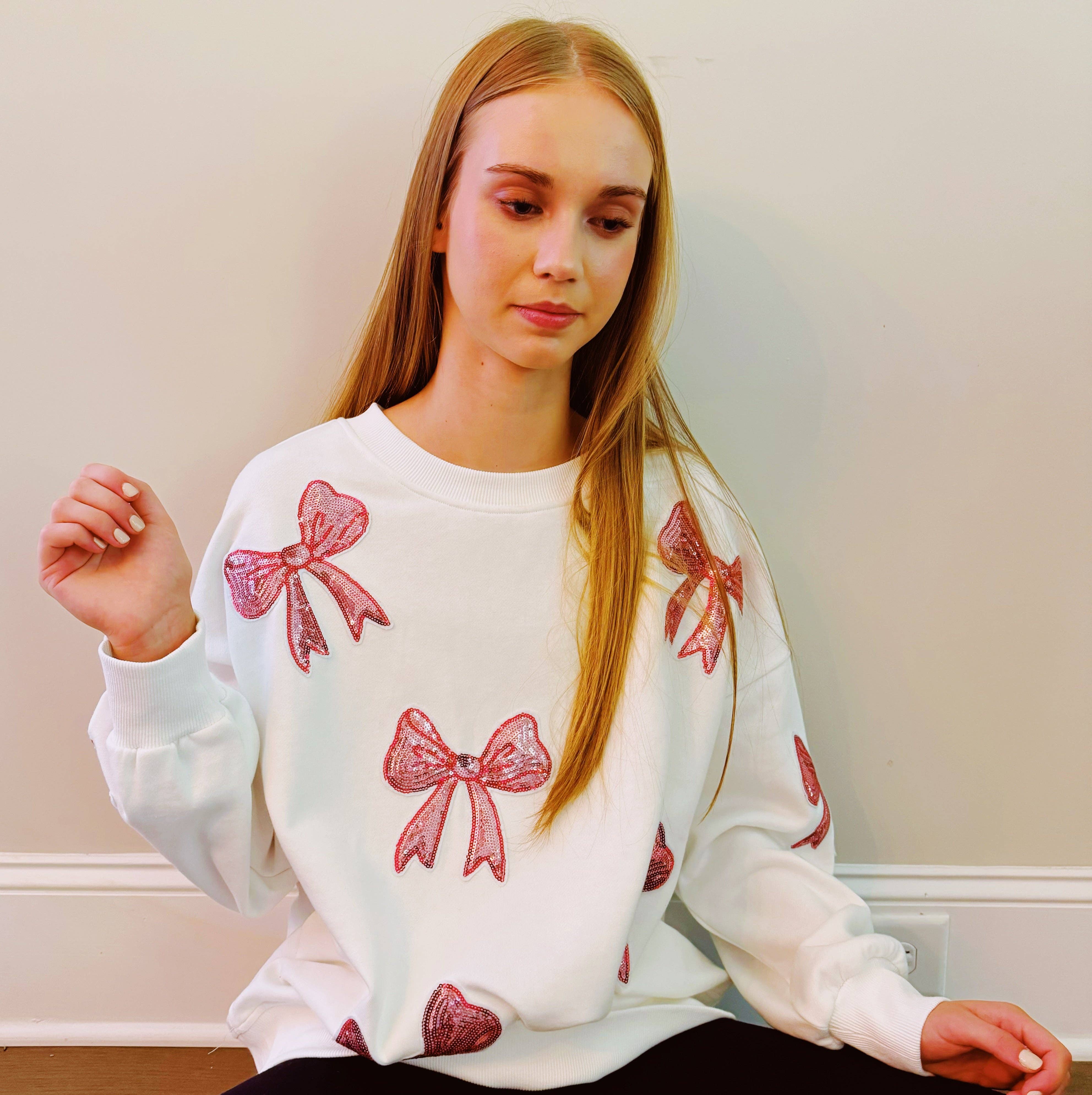 Ellison+Young - Wholesale Sweatshirt - Women's - Sparkly Bow Patch Sweatshirt4
