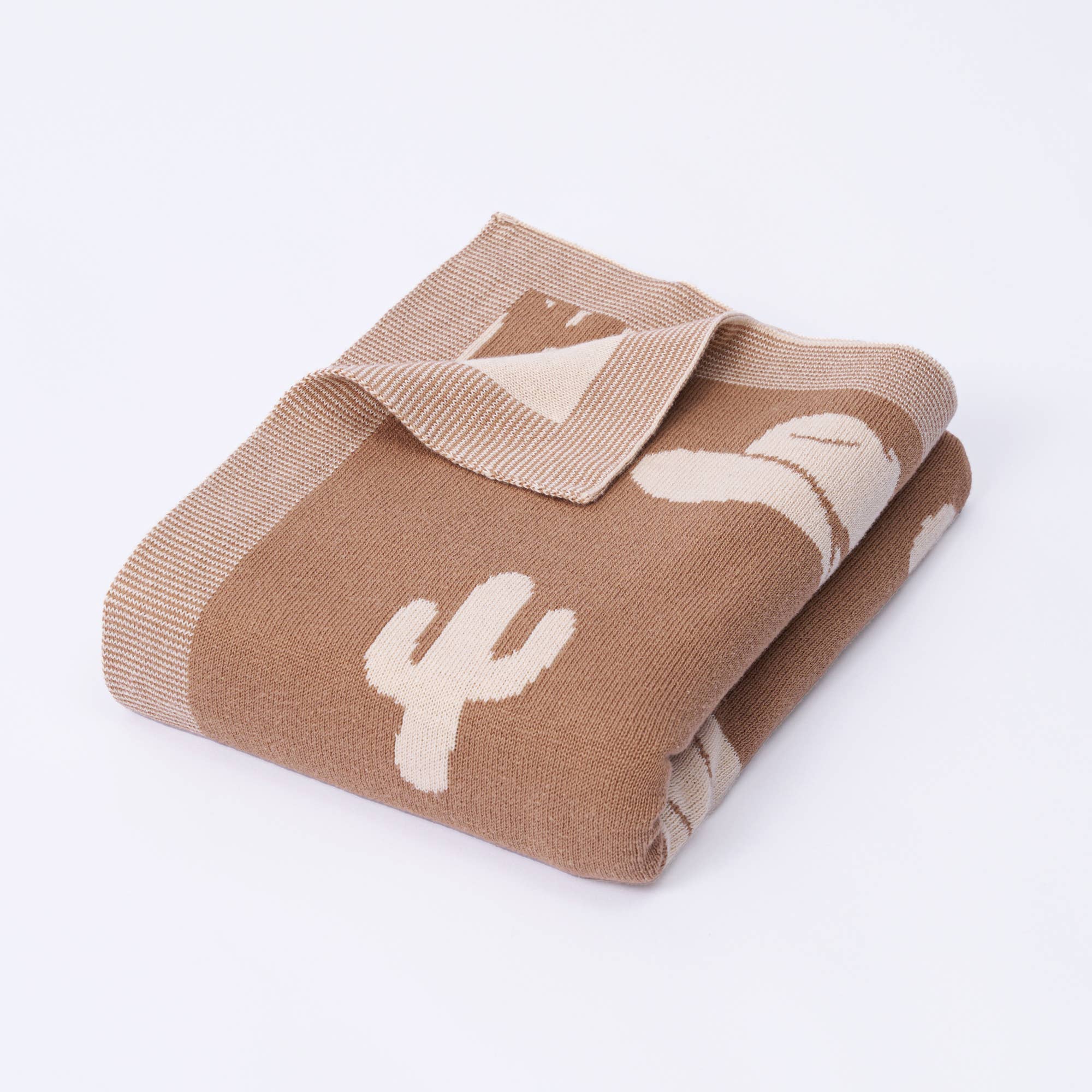 SwaddleAn - Wholesale Bedding Blanket - Kids & Baby - 100% Cotton Western Baby Blanket, Knitwear 2 Sides Cactus1
