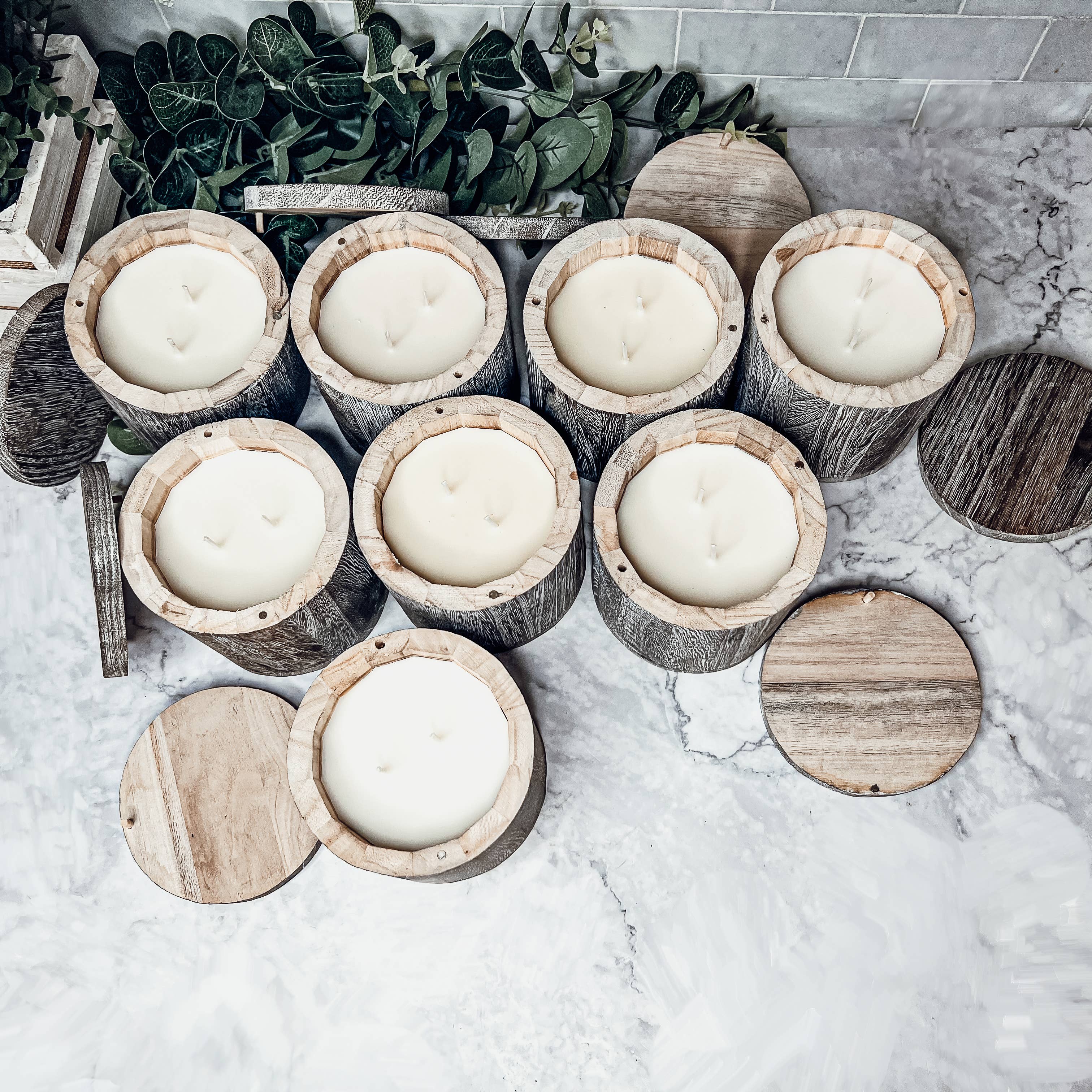 Gia Roma – wholesale Burkljus – Återanvändbar ljusvas i trä med lock, sojavax21