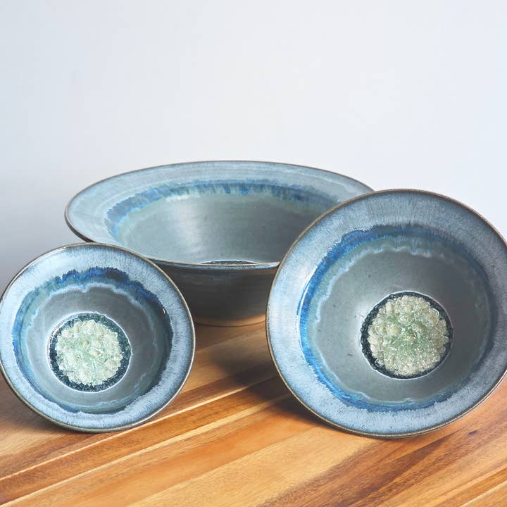 Flared Rim Bowl -Made to Order- Fused Glass Ceramic Pottery for wholesale by Dock 6 Pottery