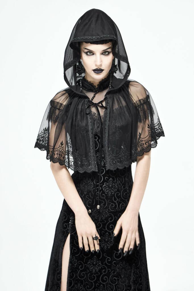 Western Fashion - Wholesale Cape - Women's - CA22 - Black lace hooded Cape4