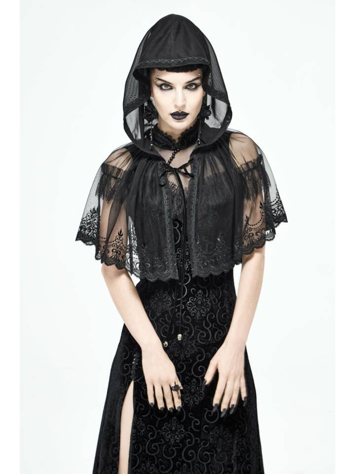 Western Fashion - Wholesale Cape - Women's - CA22 - Black lace hooded Cape4