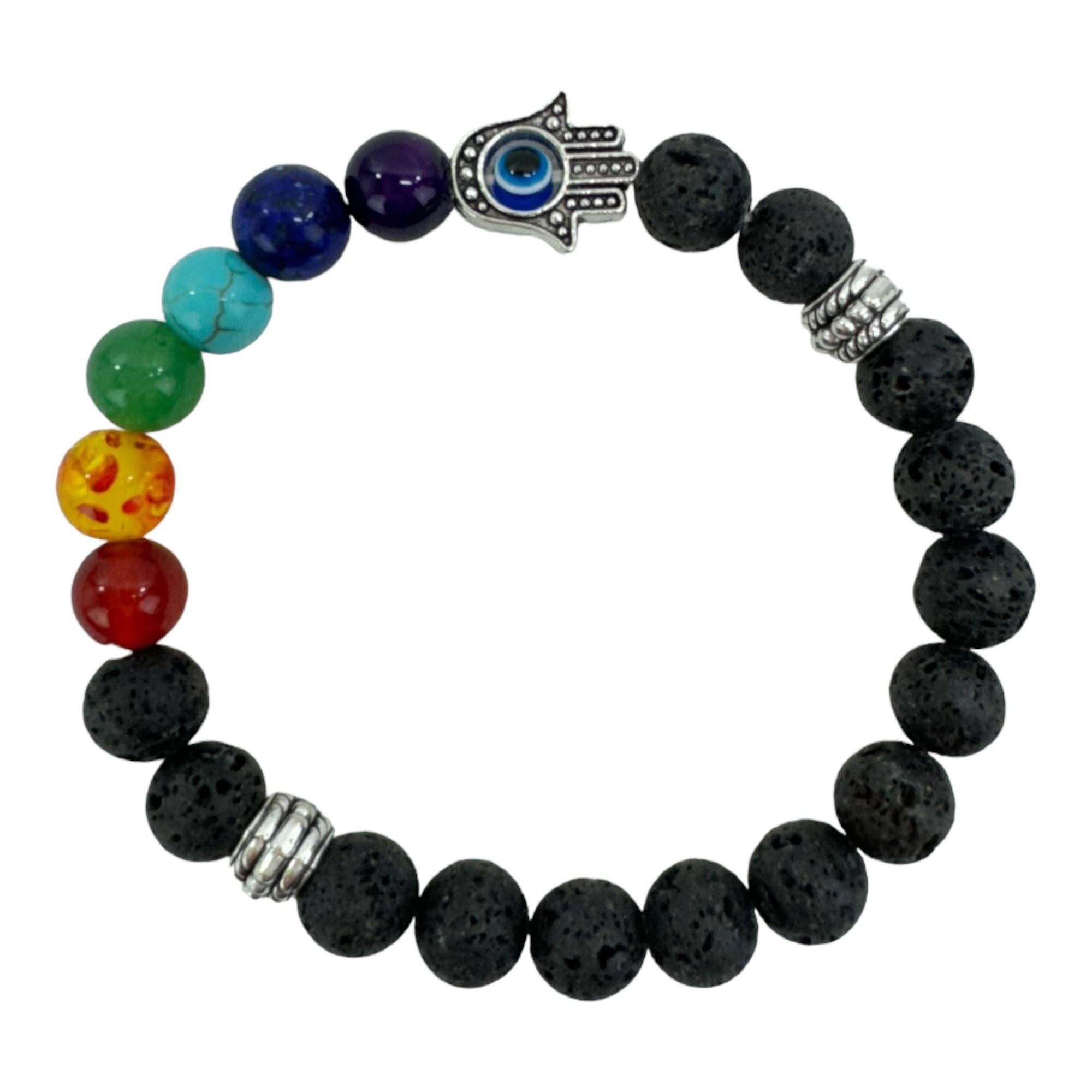 TAPA fashion - Vendita all'ingrosso Bracciale con perline - Bracciale di Guarigione 7 Chakra in Pietra Lavica BR4220-2 (12PC)0
