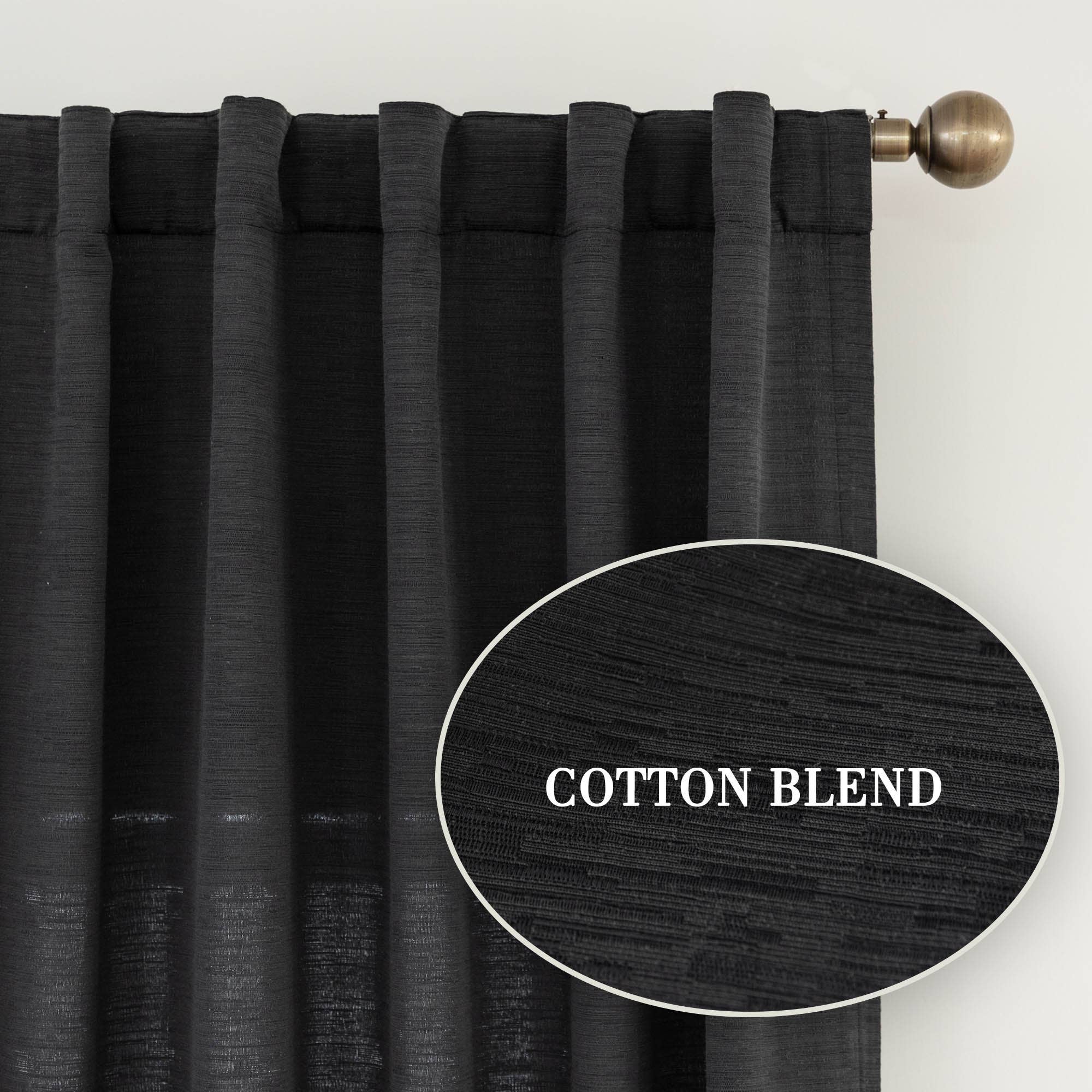 Awesome Home - Wholesale Curtain - Cotton Blend Light Filtering Back Tab Curtains (2 Panels)1