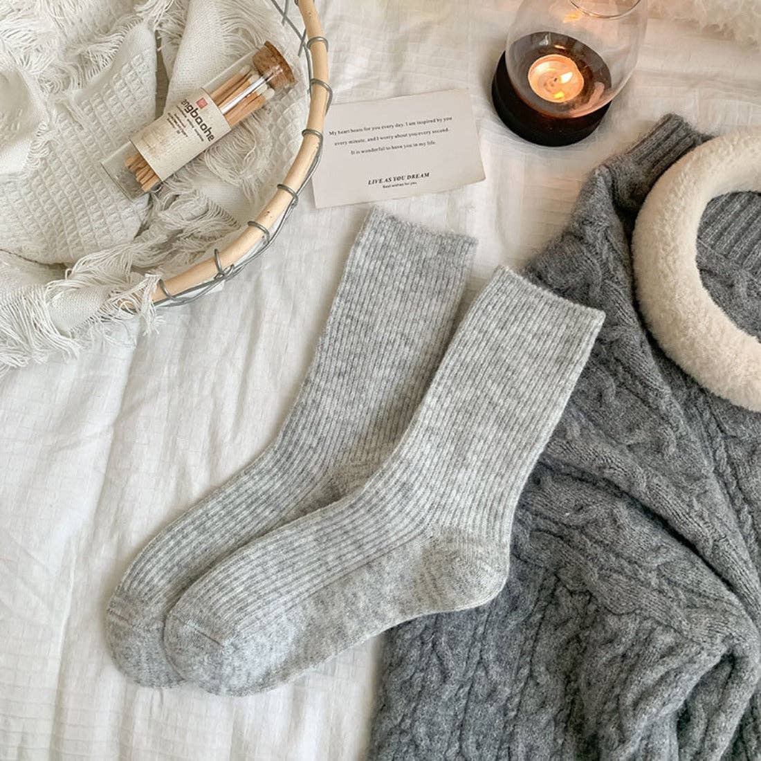 Funkyrel® Atzbranding Limited - Venta al por mayor Calcetines - Mujer - Rufia - Calcetines de Invierno Cálidos de Color Sólido5