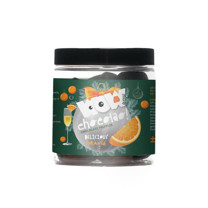Confit Orange - Christmas Edition - Chocolate Truffles - Gifting jar 130g for wholesale by WOW Chocolao! - UK Warehouse