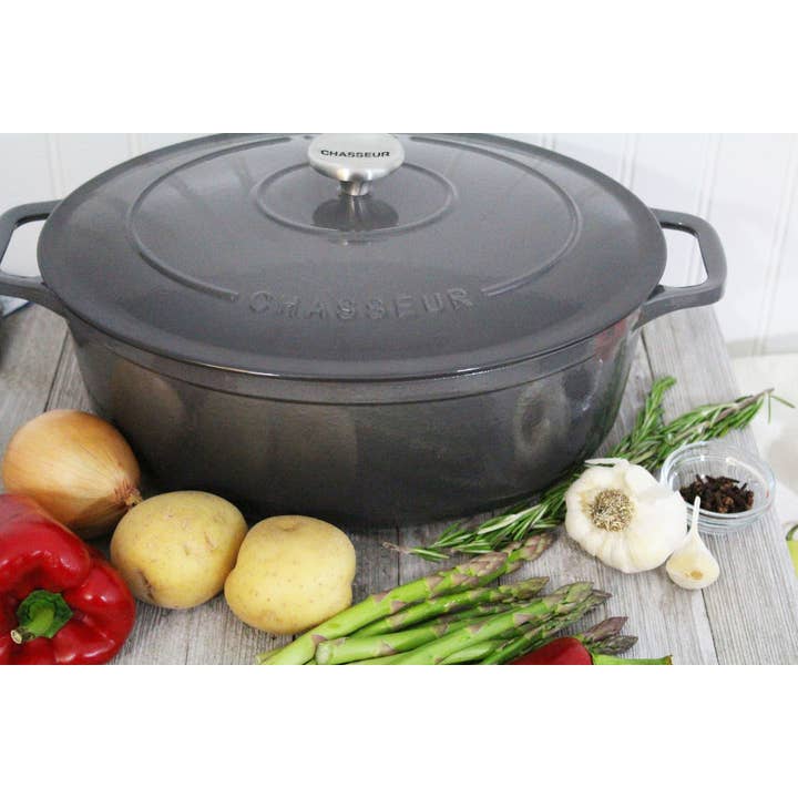 French Home - Wholesale Cooking Pot - Chasseur French Enameled Cast Iron Oval Dutch Oven 6qt