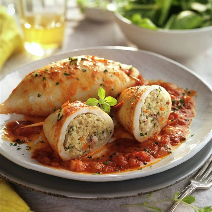 Delicatessen Spanish Food – Engroshandel Fisk/skaldyr – Blæksprutte - Fyldt baby blæksprutte - Pakke 24 ud.