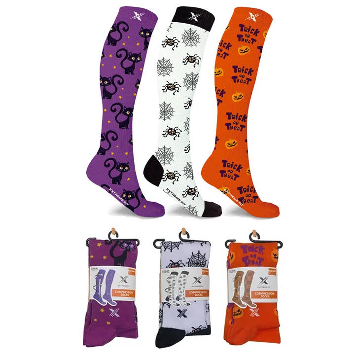 HALLOWEEN SOCKS - 3 ASST STYLES for wholesale by The American Gift Company (TAGCO)