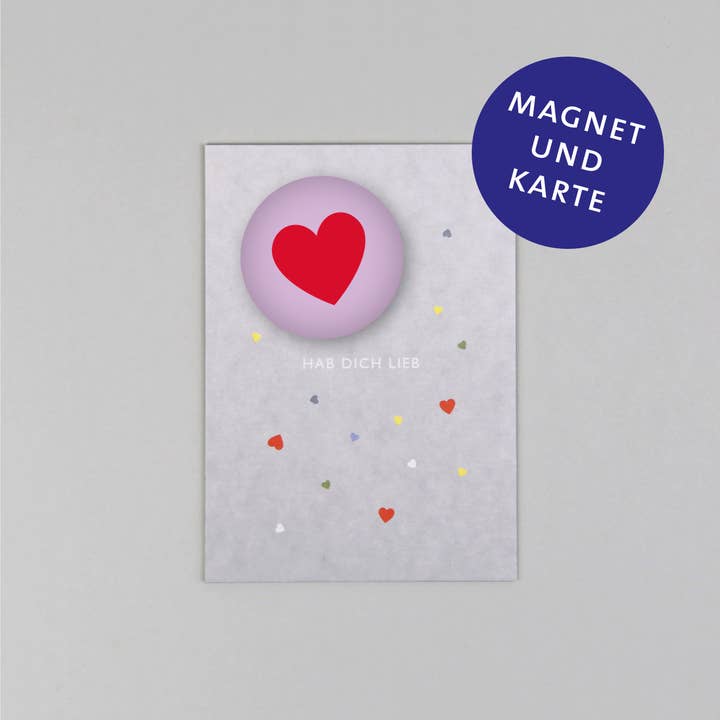 Ensemble d'aimants avec carte postale Leni + cœur pour la vente par Kunst an Papier