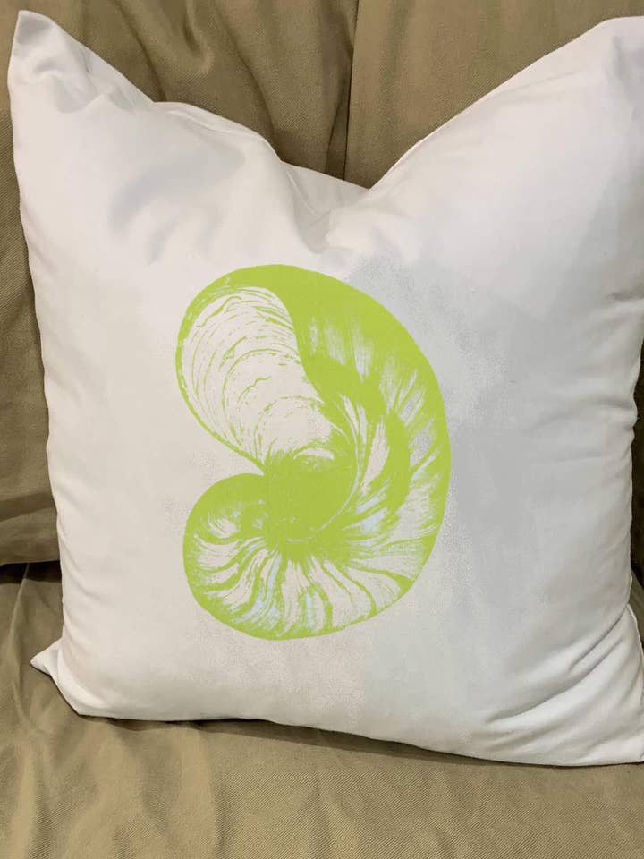 Nautilus Pillow With Feather Insert for wholesale by Monique Perry Art