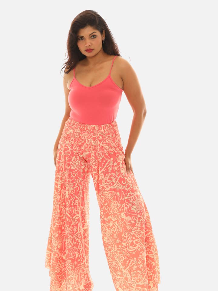 Shoreline Wear. INC - Wholesale Pants - Women's - Women's Boho Floral Print Wide Leg Palazzo Pants6