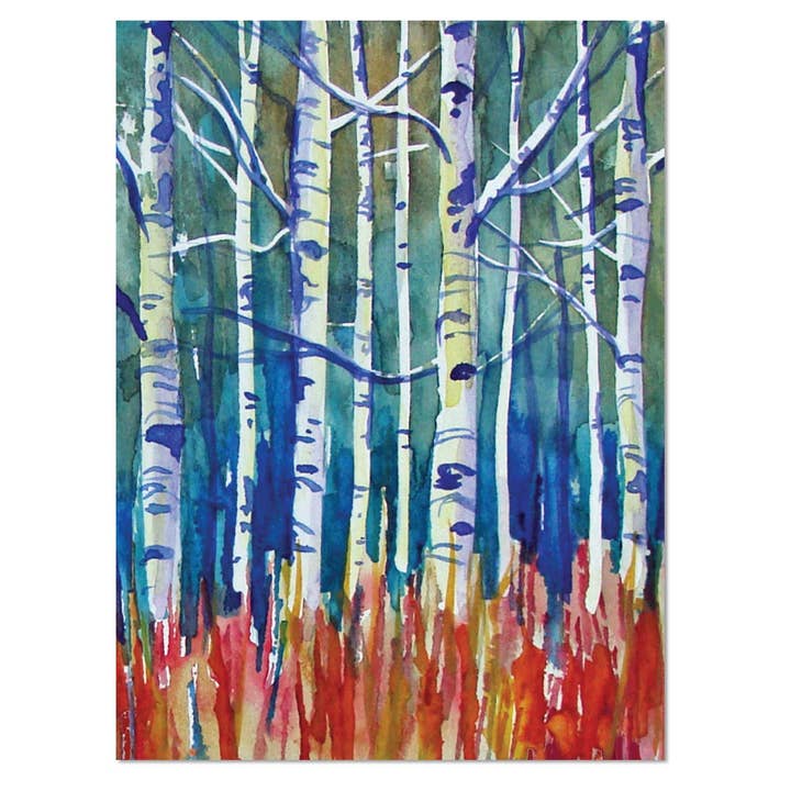 Aspen Blue Watercolor Notecard Set, 10 Count Box for wholesale by Susan Schmitt Art