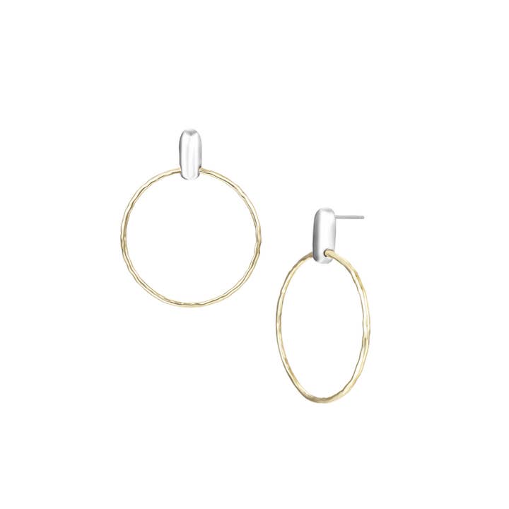 Gold Silver Horizon Circle Statement Earrings in Gold/Silver for wholesale on Faire