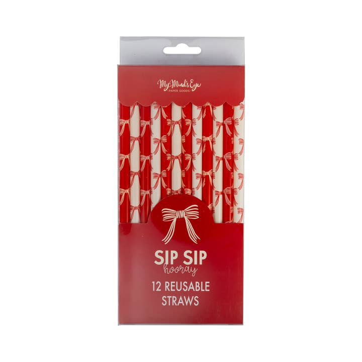 My Mind’s Eye - Wholesale Drinking Straw - PLSS354 - Christmas Bows Reusable Straws0